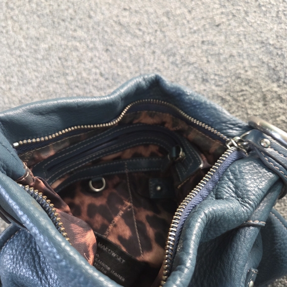 B. Makowsky Blue Leather Crossbody Bag - Picture 7 of 7